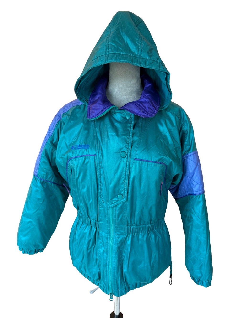 Vtg 90s Columbia Ski Jacket Youth 14/16 Fits Women’s S M Teal Colorblock Winter